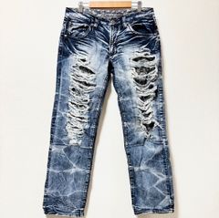 madness古着ダークブルー リペアデザイン デニム32ウエスト madness古着ダークブルー リペアデザイン デニム32ウエスト madness