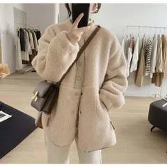 ☆ アイボリー ☆ Mサイズ ☆ ボアジャケット 秋冬 ktop54 ボア ジャケット レディース ブルゾン ボアジャケット ボアブルゾン スタンドカラーコート スタンドカラー コート ミドル丈 ファスナー ポケット ふわふわ もこもこ ゆったり 秋冬 秋 冬