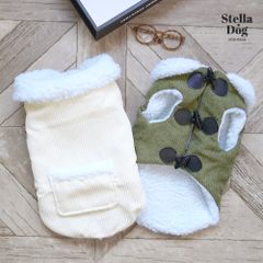 【閉店セール60%OFF】ボアダッフルベスト　コーデュロイ 暖かい　カーキ　犬服　ドッグウェア