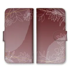 iPhone15ProMax ケース 手帳型 iPhone15 プロマックス スマホケース 携帯ケース 花柄 花 線画 グラデーション おしゃれ オシャレ エレガント 大人女子 カラー05