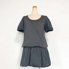 BURBERRY BLUE LABEL バーバリーブルーレーベル ワンピース チュニック  ロゴ刺繍 グレー レディース 38 綿100% 半袖 バルーン裾 上品 フレア