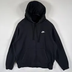 古着 ナイキ NIKE パーカー スウェット ワンポイントロゴ刺繍 フーディ プルオーバー 大きいサイズ XL  ブラック メンズ