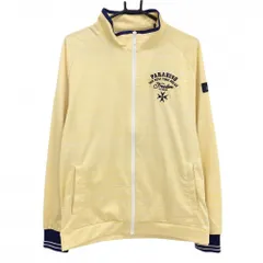 【美品】パラディーゾ ジャケット イエロー系 ストライプ調地模様 ロゴ刺しゅう メンズ LL ゴルフウェア Paradiso