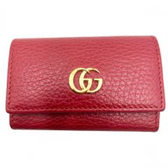 グッチ キーケース レディース ダブルG 6連 小物 GUCCI 456118 レザー    レッド 赤 ゴールド金具 美品【中古品】