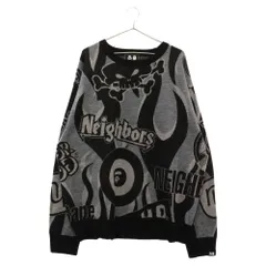 A BATHING APE (アベイシングエイプ) ×NEIGHBORHOOD BAPE NBHD RELAXED FIT KNIT ネイバーフッド 総柄リラックスフィットニットセーター ブラック/グレー 001KNJ231901Cのサムネイル