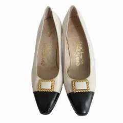 サルヴァトーレフェラガモ Salvatore Ferragamo バイカラー スクエアバックル パンプス シューズ サイズ24.5cm レディース 【中古】