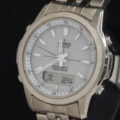 稼働 カシオ リニエージ ウェーブセプター LCW-100T 電波ソーラー 白文字盤 アナデジ メンズ腕時計 KRH 2000000 NSK