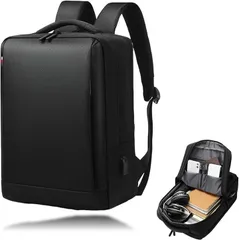 GALVANO ビジネスリュック 大容量 リュックメンズ リュックサック バックパック ビジネスバック 防水 撥水 15.6インチPC パソコン 軽量 A4収納可 耐久性 通勤用 通学 就活 出張 高校生(ブラック,  ミディアム)