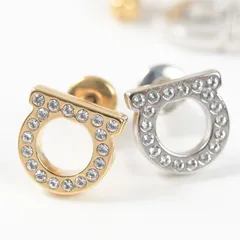 FERRAGAMO フェラガモ ガンチーニ クリスタル ピアス 760123 696576 696577 アクセサリー ジュエリー エレガント クリスタル 真鍮 ゴールド シルバー レディース オケージョン