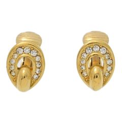 Christian Dior クリスチャンディオール ラインストーン・イヤリング/合金/メッキ-4.4g/ゴールド/ヴィンテージ【♀】【B】【レディース】★■583757【中古】