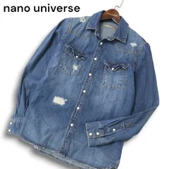 nano&co ナノユニバース 通年 ダメージ&リペア加工★ 長袖 デニム ウエスタン シャツ Sz.M　メンズ