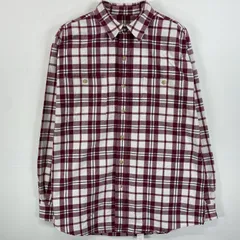古着 90's/90年代 エディー・バウアー Eddie Bauer 長袖シャツ ボタンダウン 胸ポケット 肉厚 M  ホワイト系 チェック メンズ