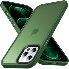 【在庫セール】Anqrp iPhone12 Pro Max 用 ケース 半透明 耐衝撃 滑り止め 米軍MIL規格 指紋防止 マット感ケース ストラップホール付き ワイヤレス充電対応 スマホケース アイフォン12 プロマック カバー 6.7インチ グリーン