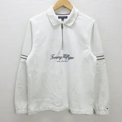 G■トミーヒルフィガー/TOMMYHILFIGER ハーフジップスウェットシャツ/裏起毛【M】白系/men's/24【中古】■