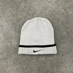 Y2K archive NIKE Beanie Swoosh ナイキ ビーニー ニット帽 ニットキャップ スウォッシュ ロゴ 刺繍 バイカラー ユニセックス 小物 グレー