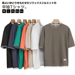 半袖 Tシャツ メンズ tシャツ フェイクレイヤード 韓国 ファッション ビッグシルエット 半袖 ビッグtシャツ ロンT 無地 カットソー 重ね着風 レイヤード風 配色 クルーネック ルーズシルエット#nin6423