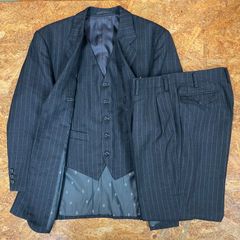 Vintage スーツ ダブルジャケット セットアップ ストライプ レトロ 90s ヴィンテージ セットアップ ダブルスーツ グレー ストライプ