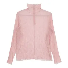 yuni ハイネック ストライプ 長袖Ｔシャツ カットソー ロンＴ レッド ホワイト レディース ユニ【中古】5-0724M∞