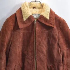 90s～ ウルグアイ製 Used スエードレザー ボア ジャケット ヴィンテージ 本革 革ジャン アウター ブラウン ビンテージ 古着 メンズ Sサイズ相当