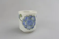 手描き 昭和レトロ 染付 盃 杯 猪口 骨董品 ビンテージアンティーク古道具当時物