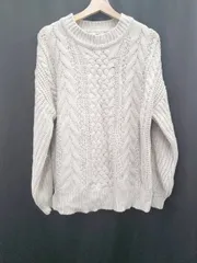 ◇ ⊇ Discoat ディスコート ケーブル編み 長袖 ニット セーター サイズM ライトグレー系 レディース E  【1508060009777】