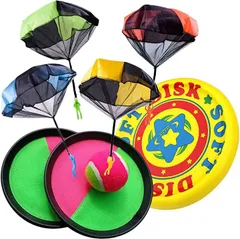 VICHE CATT 外遊び おもちゃ セット 道具 玩具 小学生 公園 フリスビー フライングキャッチボール パラシュート 4個( おもちゃ3種類)