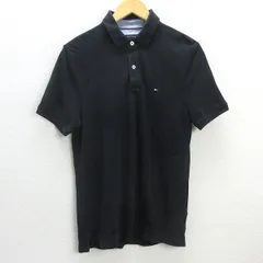 D■トミーヒルフィガー/TOMMY HILFIGER 鹿の子地 半袖ポロシャツ【L】黒/MENS/133【中古】■