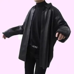 Size:2XL_Color:ブラック [Bestmood] レザージャケット メンズ ゆったり ライダースジャケット ボタン付き PUレザー ジャケット カジュアル 革ジャン おしゃれ バイク アウター 春(W黒)