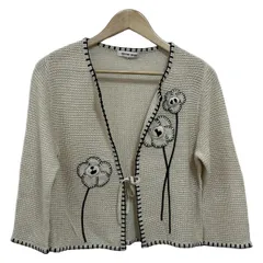 新品 HANAE MORI ハナエモリ 森英恵 ボーダー柄シルクカーディガン HANAE MORI - ハナエモリ スカーフ ストール 蝶柄 シルク