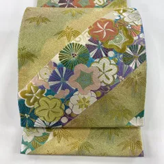 【美品】 袋帯 秀品 松竹梅 桜 金糸 唐織 金色 六通 正絹 【中古】