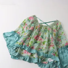 Balcony and moon Bed バルコニーアンドベッド フラワープリント 切替シフォンブラウス/グリーン【2400013564083】のサムネイル