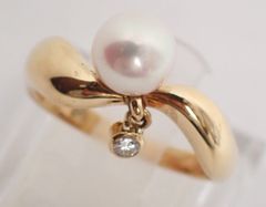新品仕上げ済 MIKIMOTO(ミキモト) パールリング 4.6g K18YG Au750 15号 イエローゴールド 18金 レディース 大きめ アクセサリー 指輪