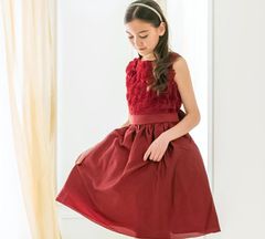 【レッド】バラモチーフのミニ丈キッズドレス TAK キッズ キャサリンコテージ