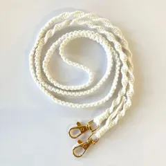 【ハンドメイド】マクラメ スマホショルダー ストラップ M ホワイト