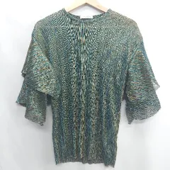 ◇ ⊂ Φ ZARA ザラ 総柄 半袖 カットソー サイズS グリーン系 レディース E  【1410100050598】