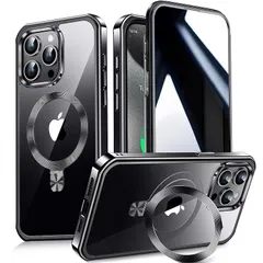 【多機能隠しスタンド・Magsafe対応+360°覗き見防止】WTAIYUN iPhone 15 Pro Max 用 ケース 全面保護 CDリング 縦横両対応 ワイヤレス充電対 応 米軍MIL規格 耐衝撃 高感度タッチ 両面 いphone15プロマックス  0