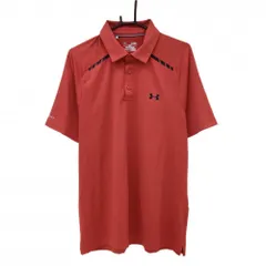 ★SALE価格★【超美品】アンダーアーマー 半袖ポロシャツ レッド 胸ロゴプリント メンズ XL ゴルフウェア UNDER ARMOUR