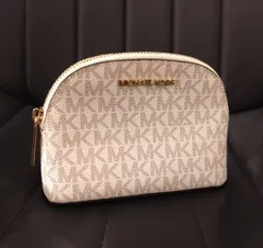 2070 綺麗！ MICHAEL KORS マイケルコース ポーチ MK ロゴプリント ベージュ