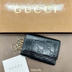 Gucci　グッチ　キーケース マーモント シマ GG柄 インターロッキング６連　ブラック