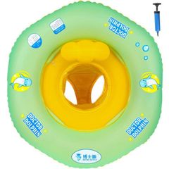 【在庫処分】ハンドパンプ付き 3ヶ月-6歳の子供用 (グリーン) 安全 赤ちゃん 水遊び プールやお風呂で 子供浮き輪 ベビーフロート 足入れ ベビー浮き輪