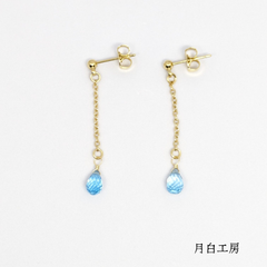 NO.104　天然石　ロンドンブルートパーズ　揺れる　ピアス