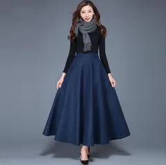スカート レディース ウール混 フレアスカート ボトムス Aライン フレア レディース ロングスカート ロング マキシ 膝下 ひざ下 大きいサイズ ゆったり マキシスカート ギャザースカート ハイウエストスカート 無地 春 秋 冬 xzjhbci#