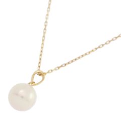 8mm 6月誕生石 1P・アコヤ真珠/Japan Pearl/パール ネックレス・ペンダント/K18YG/750-2.2g/イエローゴールド/プレゼント/記念日【♀】【N】【レディース】★■556138【中古】