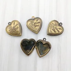 フォトロケット ハート Love you ゴールド 3個 22mm K-037 金色 写真入れ ロケットパーツ アクセサリ 飾り DIY ビーズクラブ