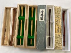 葉道具　茶杓　漆塗蒔絵　春慶塗　津軽塗　５本