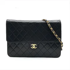 良品 CHANEL シャネル マトラッセ ラムスキン ココマーク プッシュロック チェーン ショルダー バッグ ブラック ブランド a7317