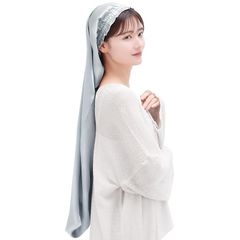 [COCOSILK] シルク ナイトキャップ ロングヘア用 シルクキャップ 筒型 ナイトキャップ ロング 髪 シルク100% 筒 ロングヘア 筒状 ヘアキャップ (90cm, Free Size, アッシュブルー)