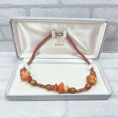 ネックレス　シルバー　silver　オレンジ　ラウンド　丸　アンティーク　ヴィンテージ　EL-1072