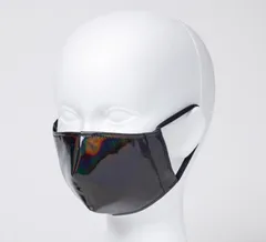 極上★ギラギラに輝く極厚★黒エナメルファッションマスク(エナメル裏地付！！)3L、4L　大きなマスク　カラスマスク　寒さ対策にも【受注生産】