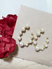 パールデザインピアス チタンポスト